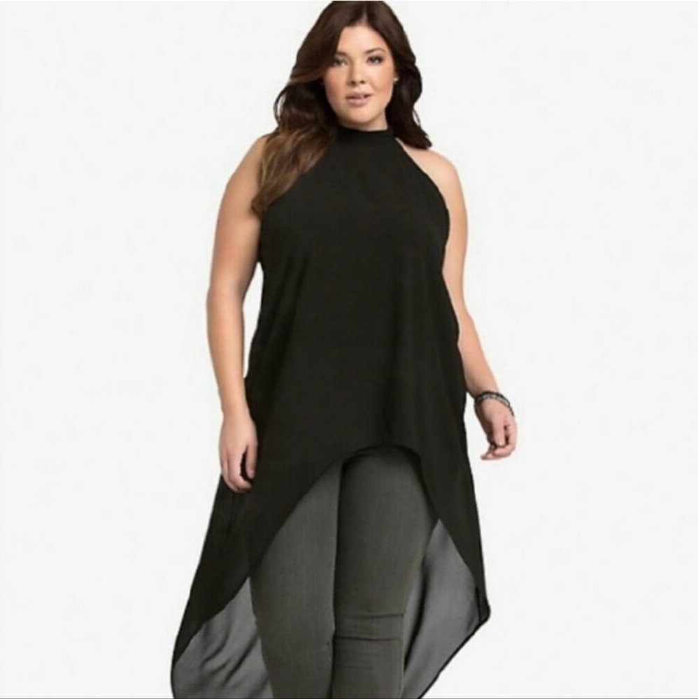 Elegant Black Hi Low Halter Top